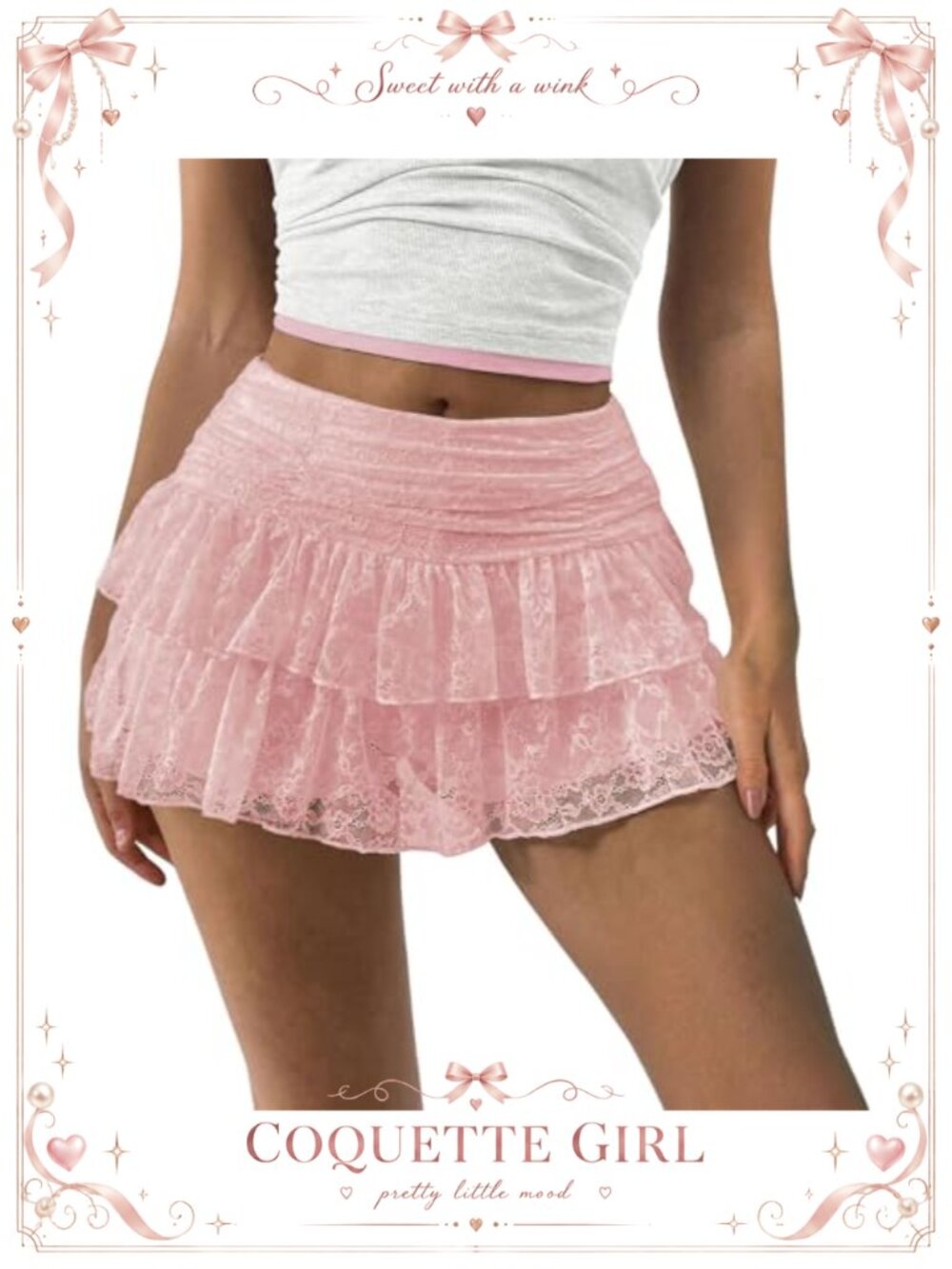 Lace Ruffle Mini Skort with Built-in Shorts